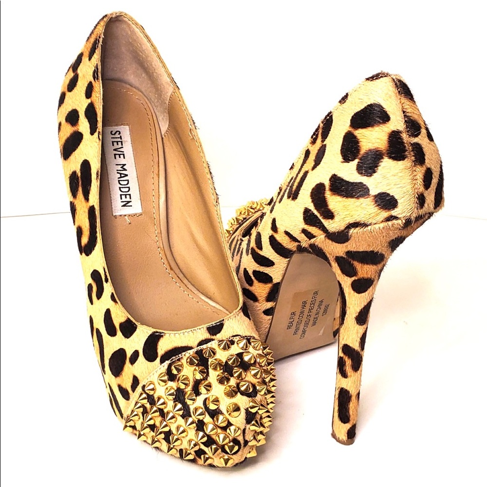 Steve madden cow fur spike heels